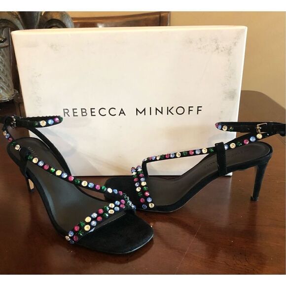 REBECCA MINKOFF - 🎉HP🎉 L Sz 6.5 (37) Nanine Suede & Crystal 3” Heels NEW IN BOX! - Picture 12 of 16